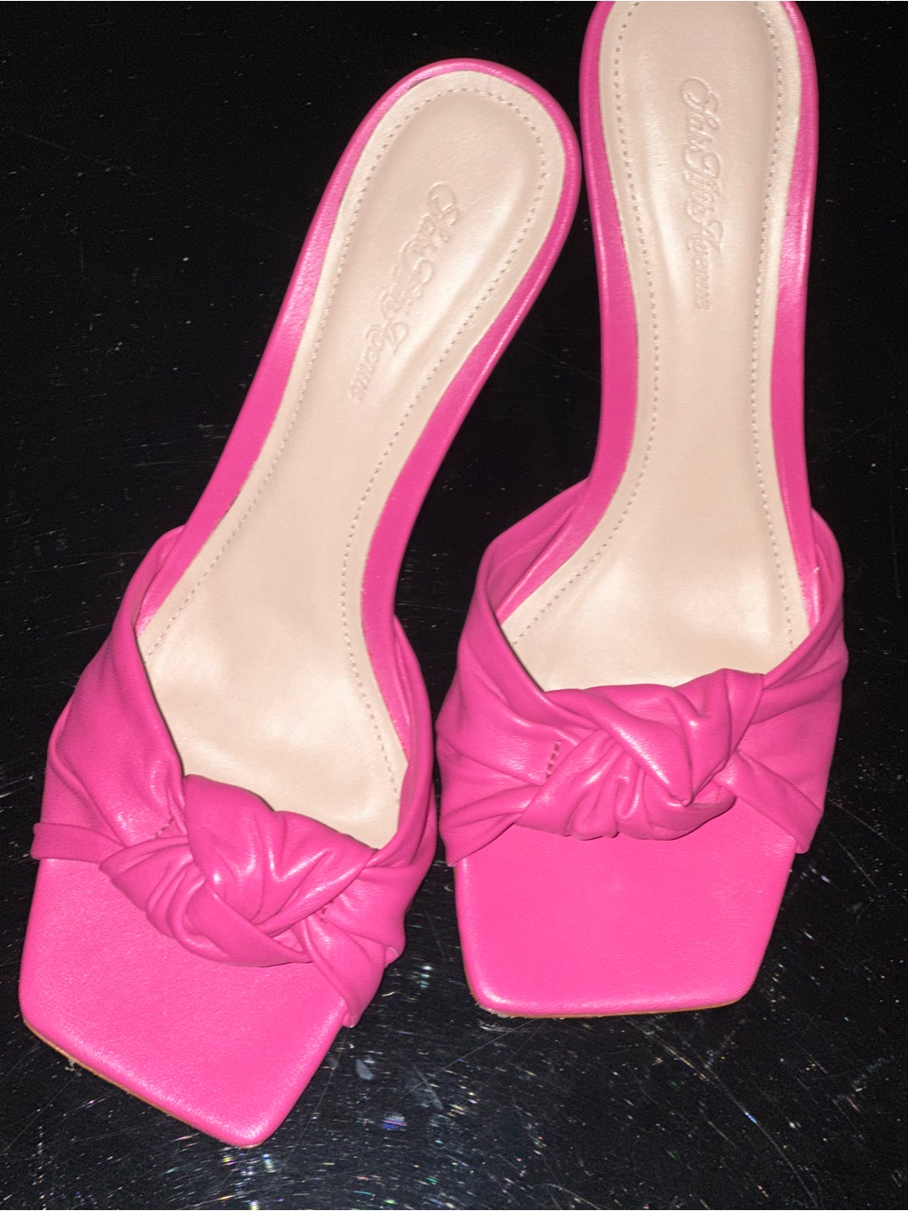 Saks Fifth Avenue Hot Pink Knot-Front Mule Sandals